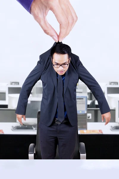 Worker hanging on a hand — Stock Photo, Image