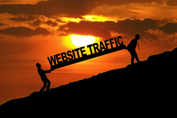 Trabajadores que transportan texto del tráfico del sitio web —  Fotos de Stock