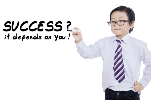 Barn skriver framgång beror på dig — Stockfoto