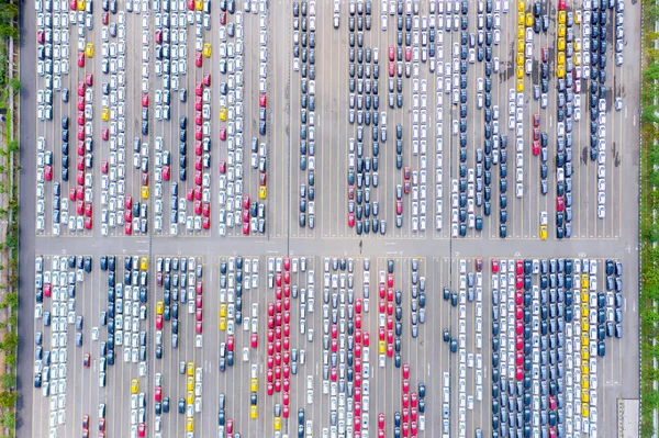 Top View Colorful New Car Lined Automobile Factory Karawang Indonesia — Stock Photo, Image