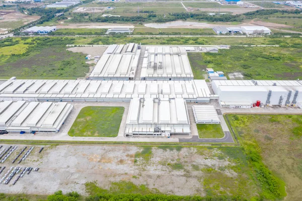 Flygfoto Över Industrifabriksbyggnader Med Gröna Träd Karawang Västra Java Indonesien — Stockfoto
