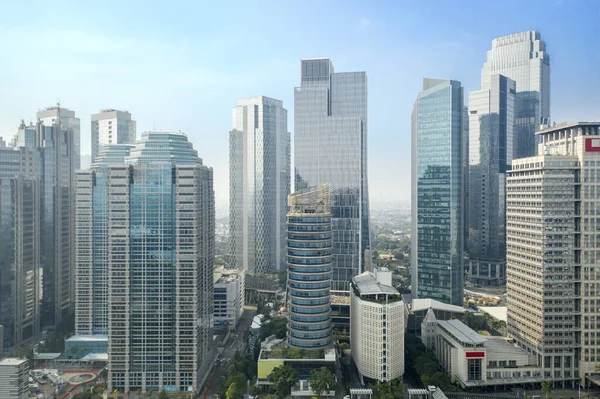 Jakarta Індонезія Грудня 2020 Року Дрони Вигляд Сучасних Висотних Будинків — стокове фото