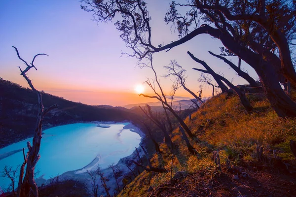 Beau Paysage Cratère Blanc Aube Lever Soleil Sunan Ibu Bandung — Photo