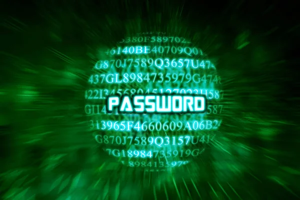 Koncept Kybernetické Bezpečnosti Zavřít Heslo Slovem Binárním Kódem Pozadí Virtuální — Stock fotografie