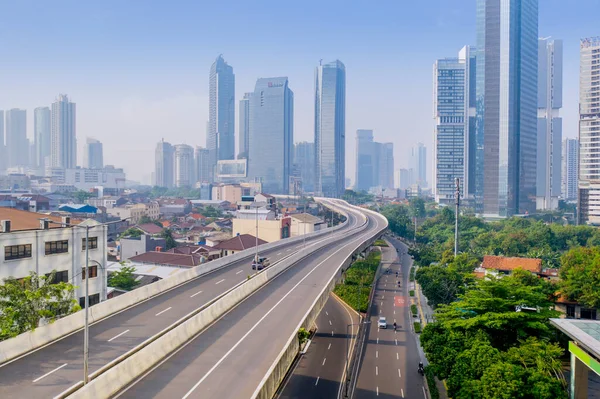 Jakarta Indonésie Juin 2021 Belle Vue Aérienne Route Dépassement Calme — Photo