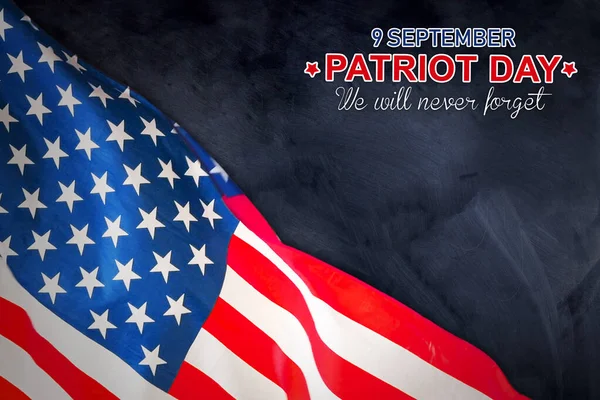Top View America Flag Patriot Day Text Blackboard Background — Φωτογραφία Αρχείου