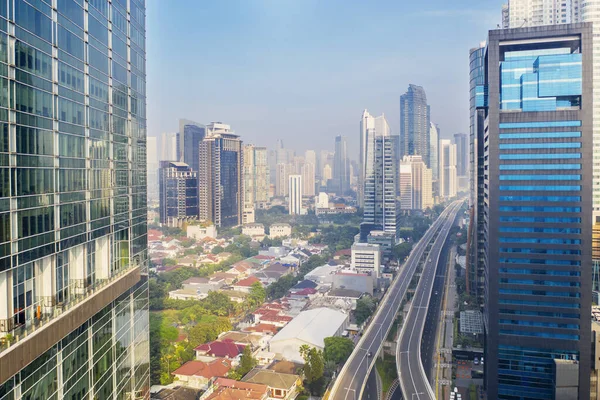 Jakarta Indonesia June 2021 Beautiful Aerial View Highrise Buildings Quiet — Foto Stock