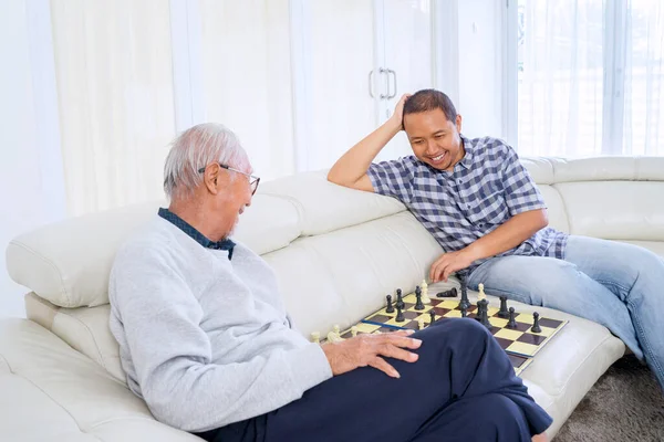 Picture Happy Old Man His Son Enjoying Leisure Time While — Photo