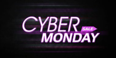 Karanlık arka planda hızlı hareket bulanıklığı olan siber pazartesi satışı metni resmi