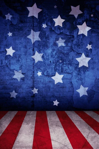 Image American Flag Grunge Old Brick Wall — Stock Photo, Image