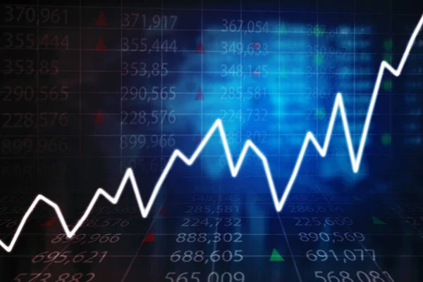 Primer Plano Del Creciente Gráfico Finanzas Pantalla Virtual Con Los —  Fotos de Stock