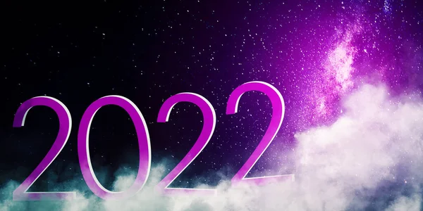 Immagine Numero 2022 Viola Con Lattea Sullo Sfondo Del Cielo — Foto Stock