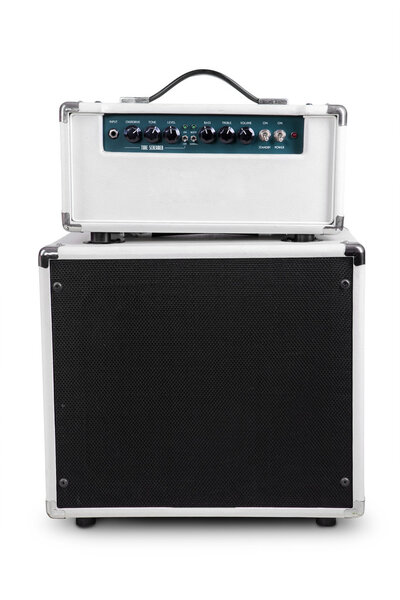 Electric guitar amplifier, isolated on white background