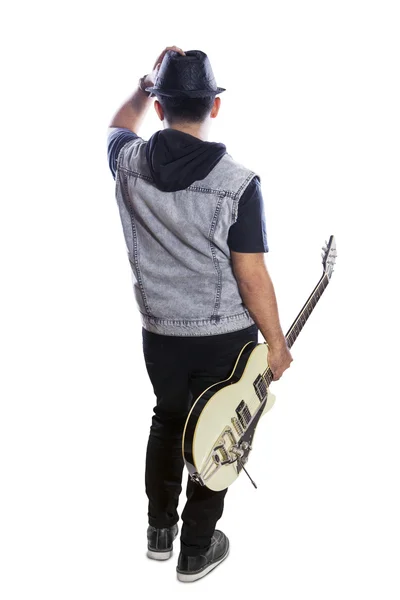 Male guitarist with guitar rear view 3 — Stock Photo, Image