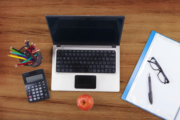 Laptop computer with school supplies 1 — Stock Photo, Image