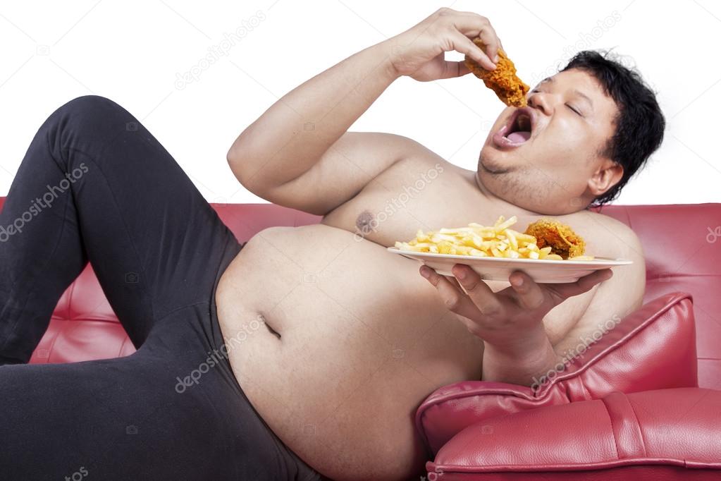 Fat man eats junk food 2