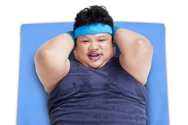 Closeup of overweight man working out — Stock Photo, Image