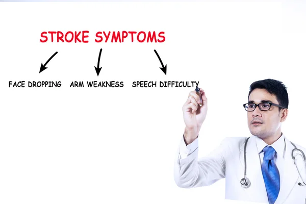 Médico escreve sintomas de acidente vascular cerebral 1 — Fotografia de Stock