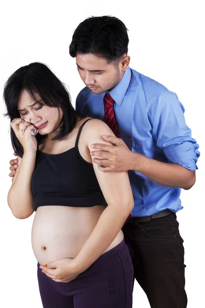 Husband calming his wife — Stock Photo, Image