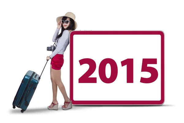 Kadın turist sayısı 2015 eğilir — Stok fotoğraf