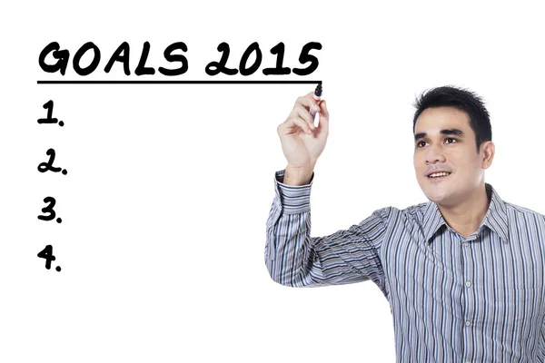 Mann når sine mål i 2015 – stockfoto
