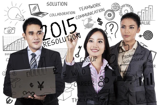 Businesspeople makes resolutions in 2015 — Stock Photo, Image