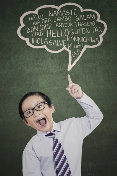 Male student studying multilanguage — Stock Photo, Image