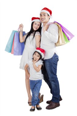 Noel hediye ile neşeli aile