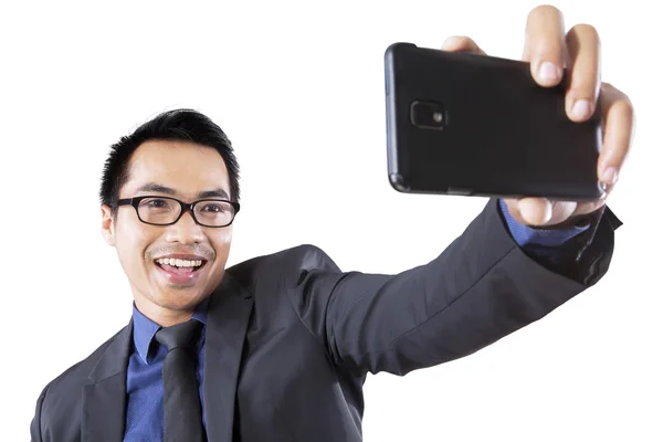 Joyful man taking self portrait — Stock Photo, Image