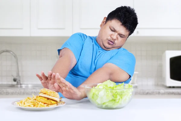 Person refuse to eat fast food — Stock Photo, Image