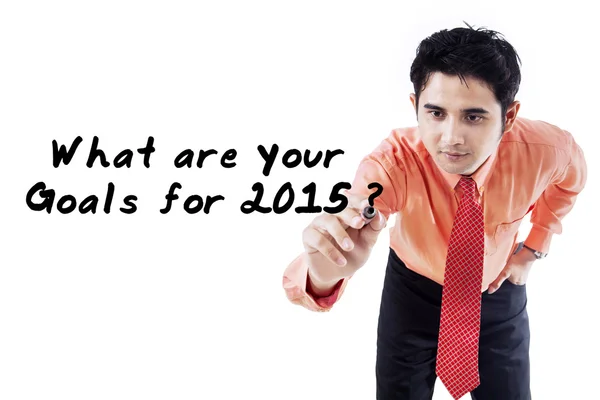 Businessman ask the goals in 2015 — Stock Photo, Image