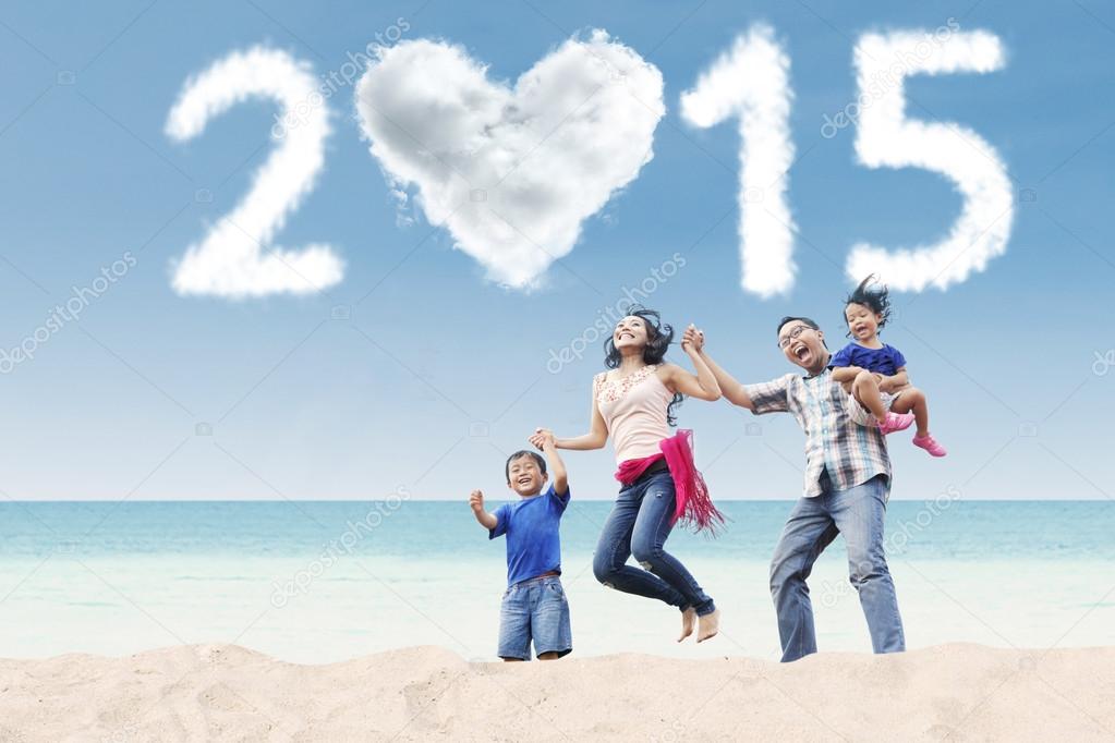 Attractive family under cloud of 2015