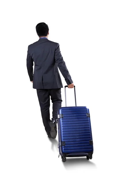 Üzletember könyv poggyász, utazás — Stock Fotó