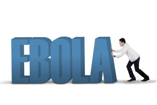 Доктор проталкивает текст Эболы — стоковое фото