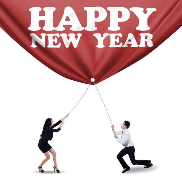 Business team with a new year text — Stock Photo, Image