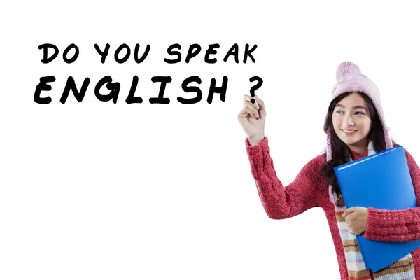 Belle asiatique étudiant apprendre l'anglais — Photo