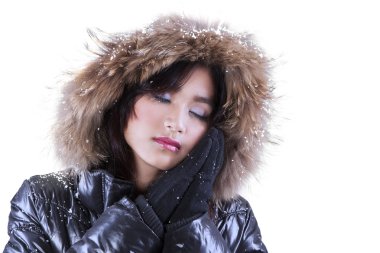 Kadın sıcak kış giysileri ile