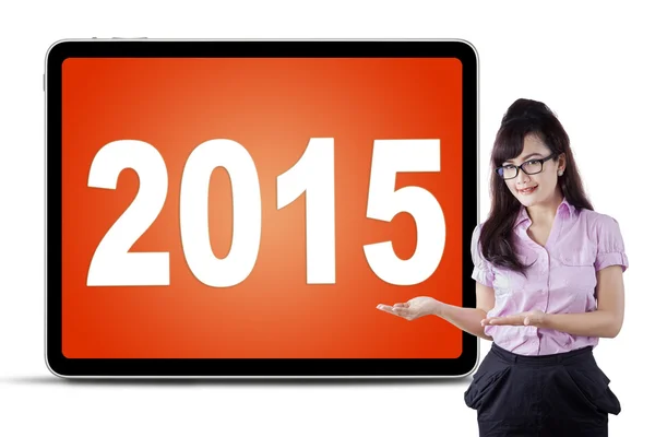 Imprenditrice che presenta il numero 2015 — Foto Stock