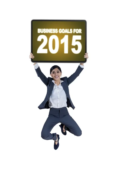 Manager donna con obiettivi di business per il 2015 — Foto Stock