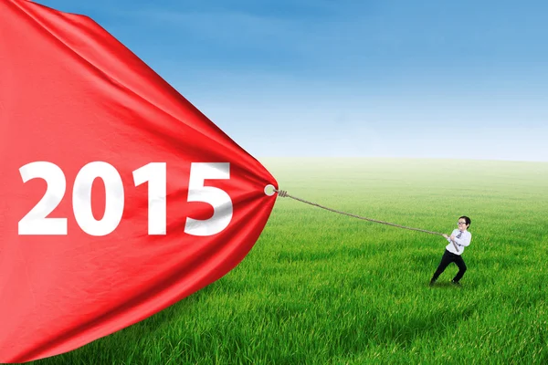 Ragazzo tirando numero 2015 per un progresso — Foto Stock