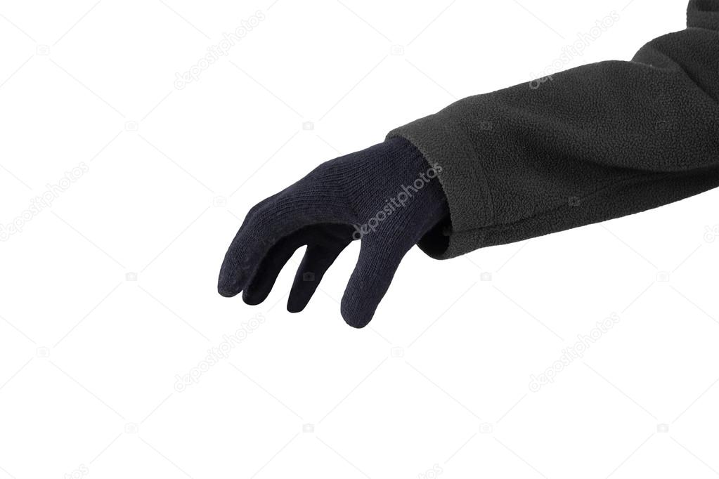 Hand in black gloves