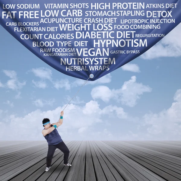 Fat man and lost weight banner 1 — Stock Photo, Image