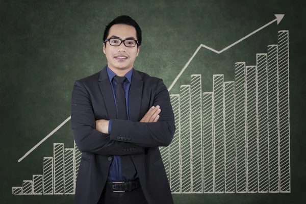 Successful manager with growing financial statistics — Stock Photo, Image