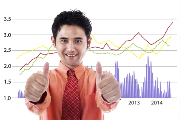 Successful businessman with chart — Stock Photo, Image