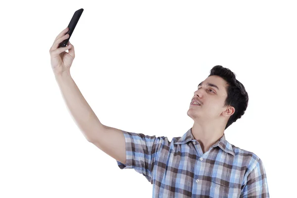 Caucasian person taking self picture — Stock Photo, Image