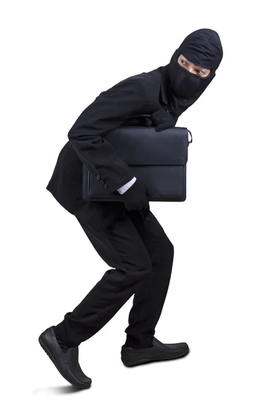 Male robber stealing a briefcase — Stock Photo, Image