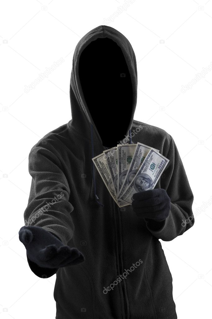 Burglar taking money dollar
