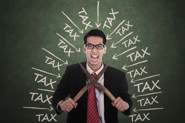 Frustrated man with tax trouble — Stock Photo, Image