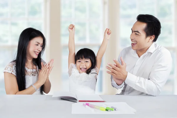 Cheerful schoolgirl get motivation — Stock Photo, Image