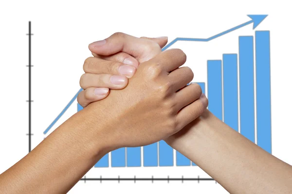 Partner hand on graph background — Stock Photo, Image